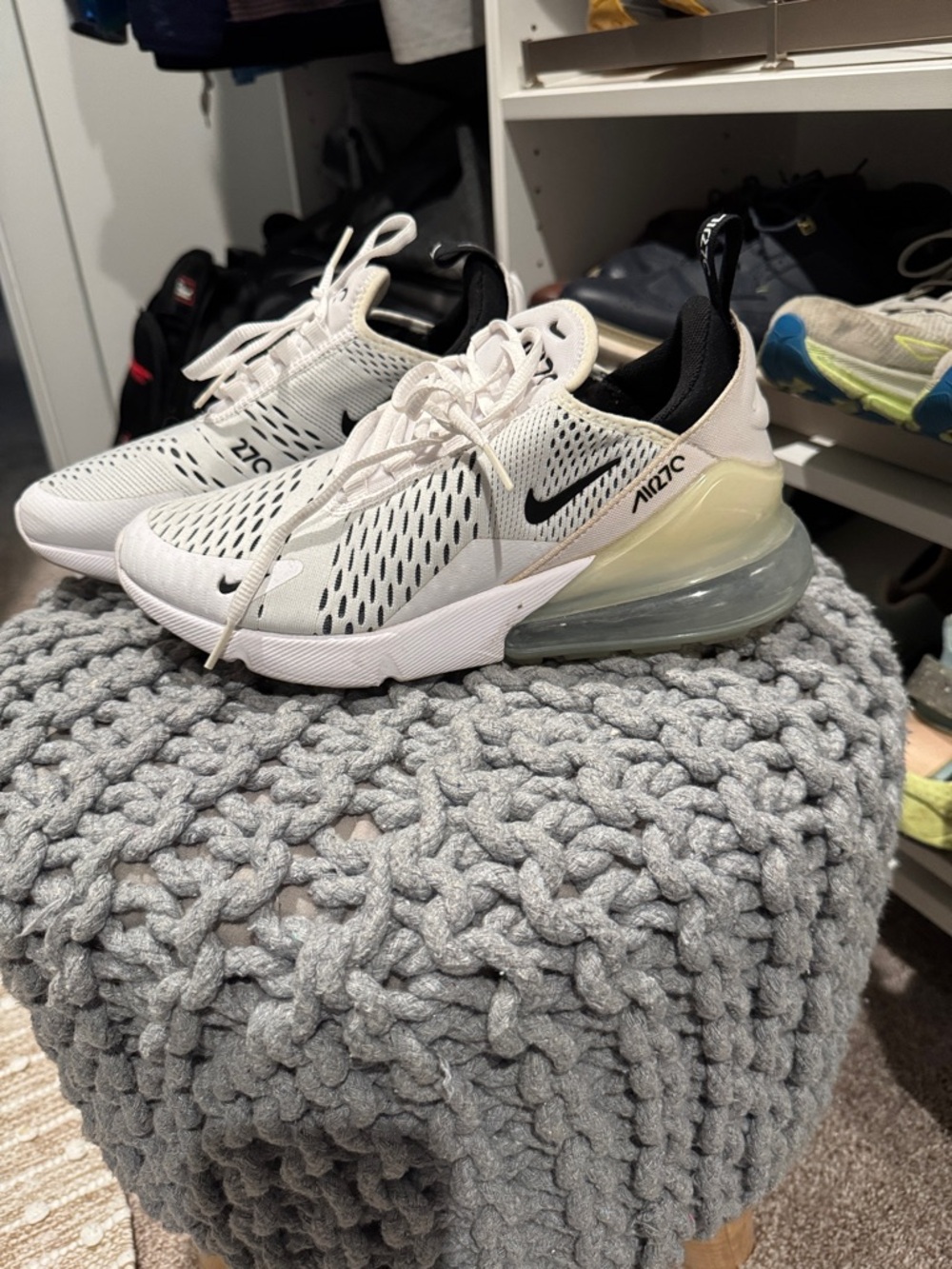 Nike White and Black Air Max 270 React Sneakers